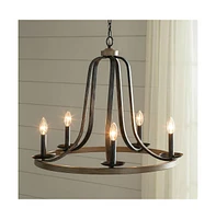 Slickblue Rustic 5 Light Dimmable Farm Home Circle Metal Chandelier