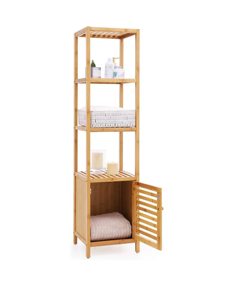 Slickblue Modern Bookcase with Shelves and Bottom Storage Cabinet for Home and Office