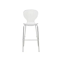 LeisureMod Oyster Acrylic Barstool with Steel Frame in Chrome Finish