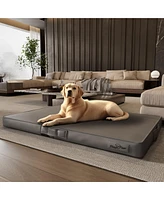 Bingopaw L Shape Microfiber Leather Padded Dog Pillow Bed 3D Fabric for Medium to Large Pets