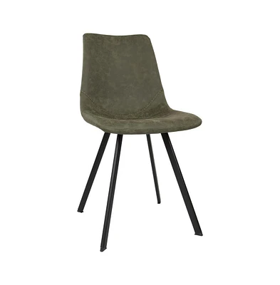 LeisureMod Markley Modern Leather Dining Chair With Metal Legs