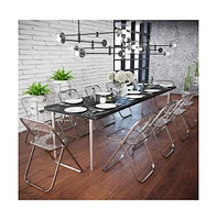 LeisureMod Lawrence Acrylic Folding Chair With Metal Frame