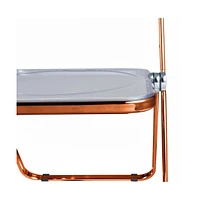 LeisureMod Lawrence Acrylic Folding Chair With Orange Metal Frame