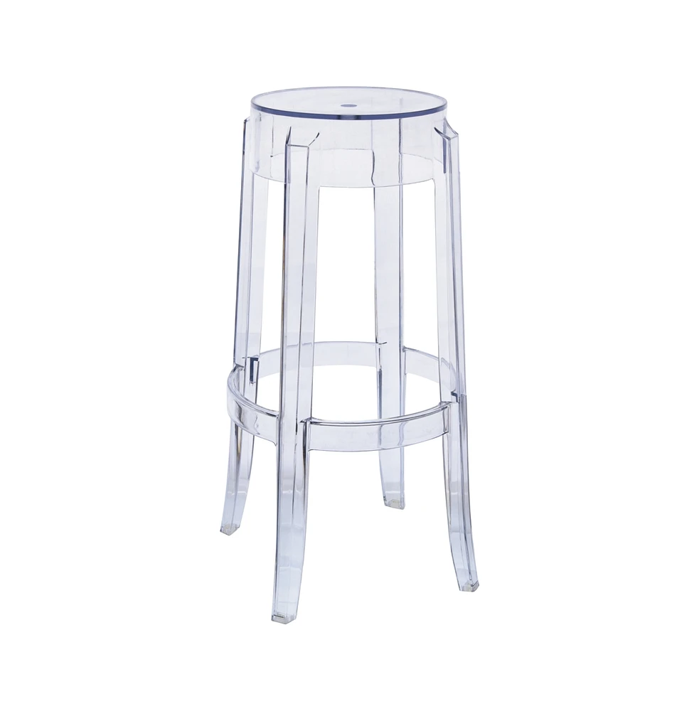 LeisureMod Averill Plastic Barstool with Clear Acrylic Seat and Legs