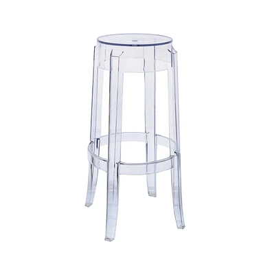 LeisureMod Averill Plastic Barstool with Clear Acrylic Seat and Legs