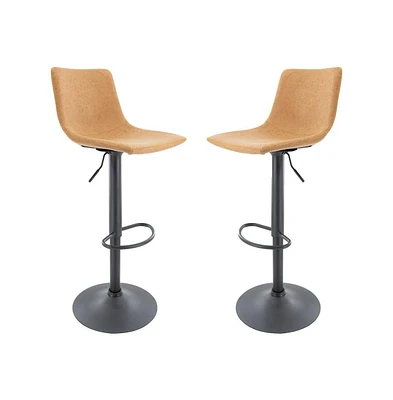 LeisureMod Tilbury Modern Adjustable Bar Stool With Footrest & 360-Degree Swivel Set of 2
