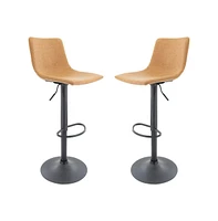 LeisureMod Tilbury Modern Adjustable Bar Stool With Footrest & 360-Degree Swivel Set of 2
