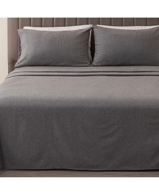 Verlee Piece Cotton Blend Double-Brushed Heathered Flannel Bed Sheet Set