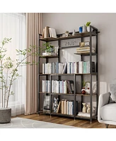 Unho 5 Tier Storage Shelf Bookcase: Bookshelf with Metal Frame for Living Room Display Shelf