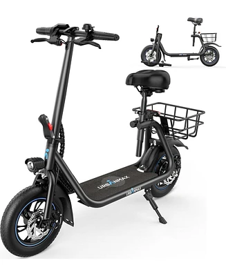 Urbanmax C1/C1 Pro Electric Scooter with Seat, 450W Powerful Motor up to 20/25 Miles Range, Foldable Electric Scooter for Adults Max Speed 15.5/18.6 M