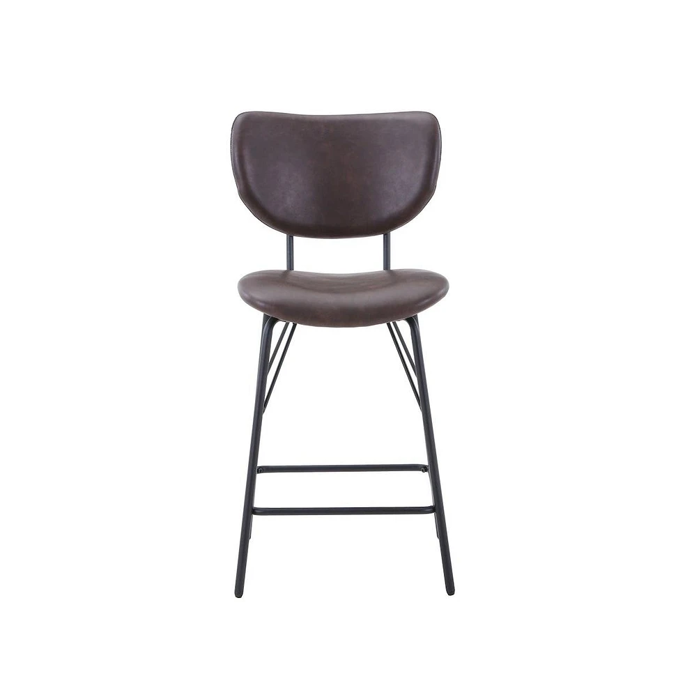 Jofran Modern Faux Leather Split-Back Upholstered Counter Height Barstool (Set of 2)