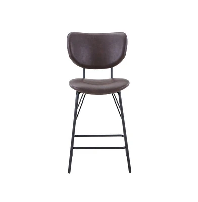 Jofran Modern Faux Leather Split-Back Upholstered Counter Height Barstool (Set of 2)