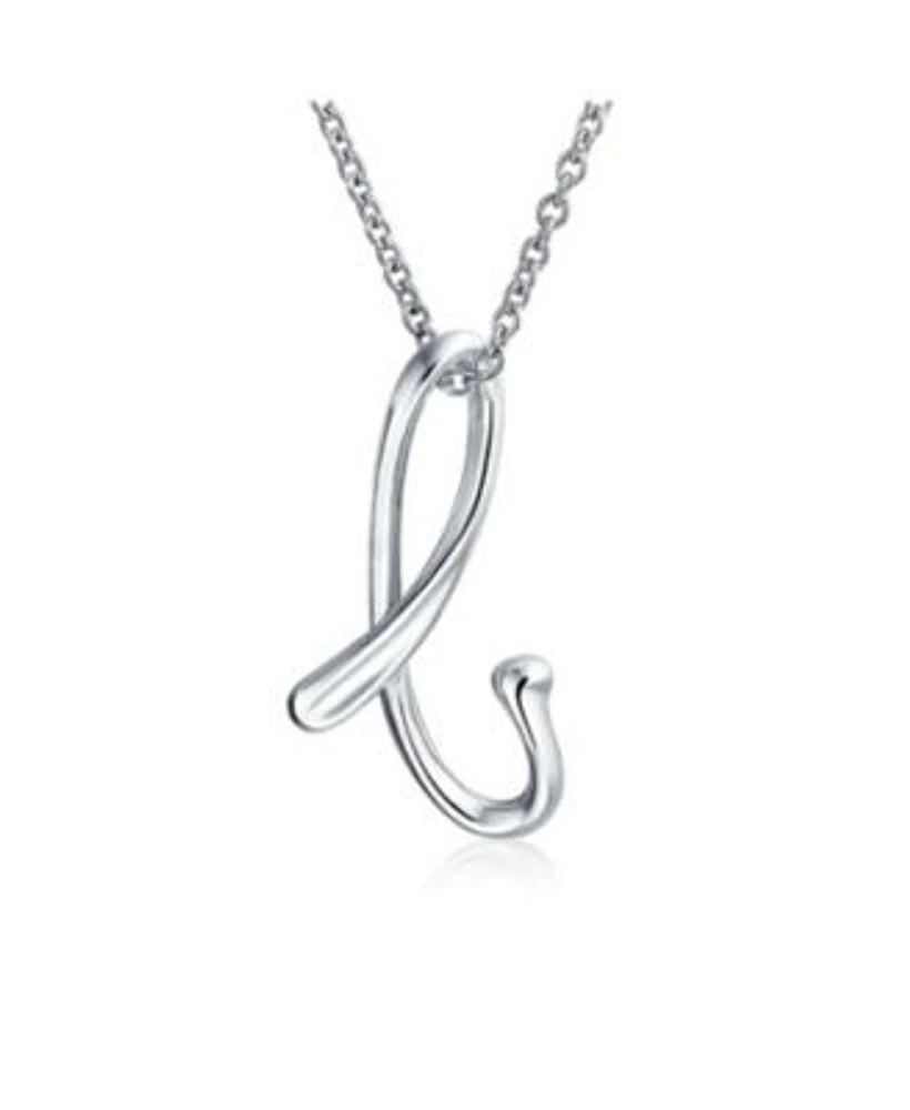 Bling Jewelry Letter Cursive Alphabet Script Initial Pendant Necklace Sterling Silver 18 Inches