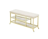 gaomon Shoe Rack Bench, 2 Tier Sturdy Shoe Storage Bench with Metal Mesh, Entryway Bench with Padded Seat, Space-Saving, Modern Style