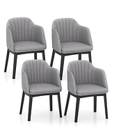 Gymax 4PCS Modern Dining Chairs Upholstered Velvet Accent Chairs w/ Curved Backrests