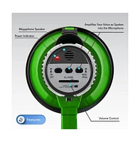 Pyle 30-Watt Portable Megaphone with Siren, Adjustable Volume, Lightweight, Battery Operated Green Bullhorn