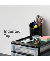 Iris Usa Small 3-Drawer Desktop Organizer, 2 Pack, Stackable, for Office, School, Stationary, Makeup Organizer, Bathroom, Utility, White