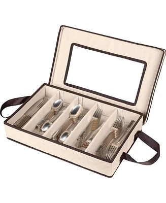 Florida Brands Flatware Storage Case for cutlery - Holds a 12 Serving Set in 5 compartments