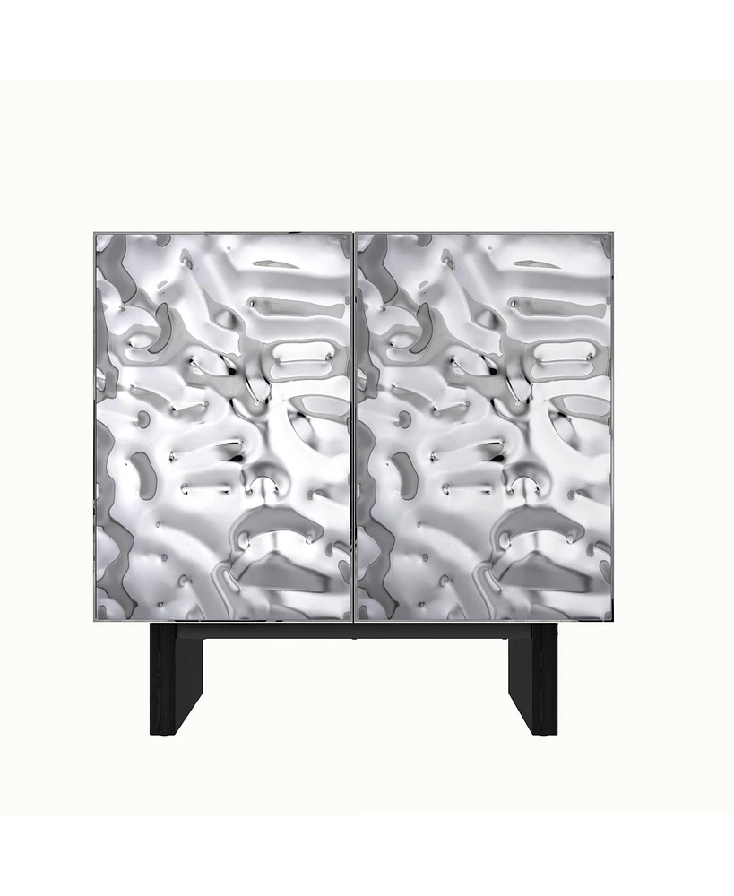 Boyel Living 2 Door Storage Cabinet with Stainless Steel Wave Polished Doors
