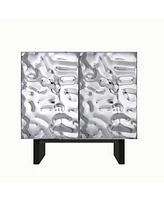 Boyel Living 2 Door Storage Cabinet with Stainless Steel Wave Polished Doors