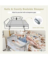 Gymax Baby Bedside Sleeper Bassinet Bed Folding Portable Adjustable Crib w/ Storage