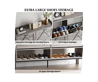 gaomon Shoe Storage Cabinet with 2 Flip Drawers, Hidden Wood Shoe Rack Storage with Adjustable Shelves for Entryway, Slim Wood Shoe Organizer