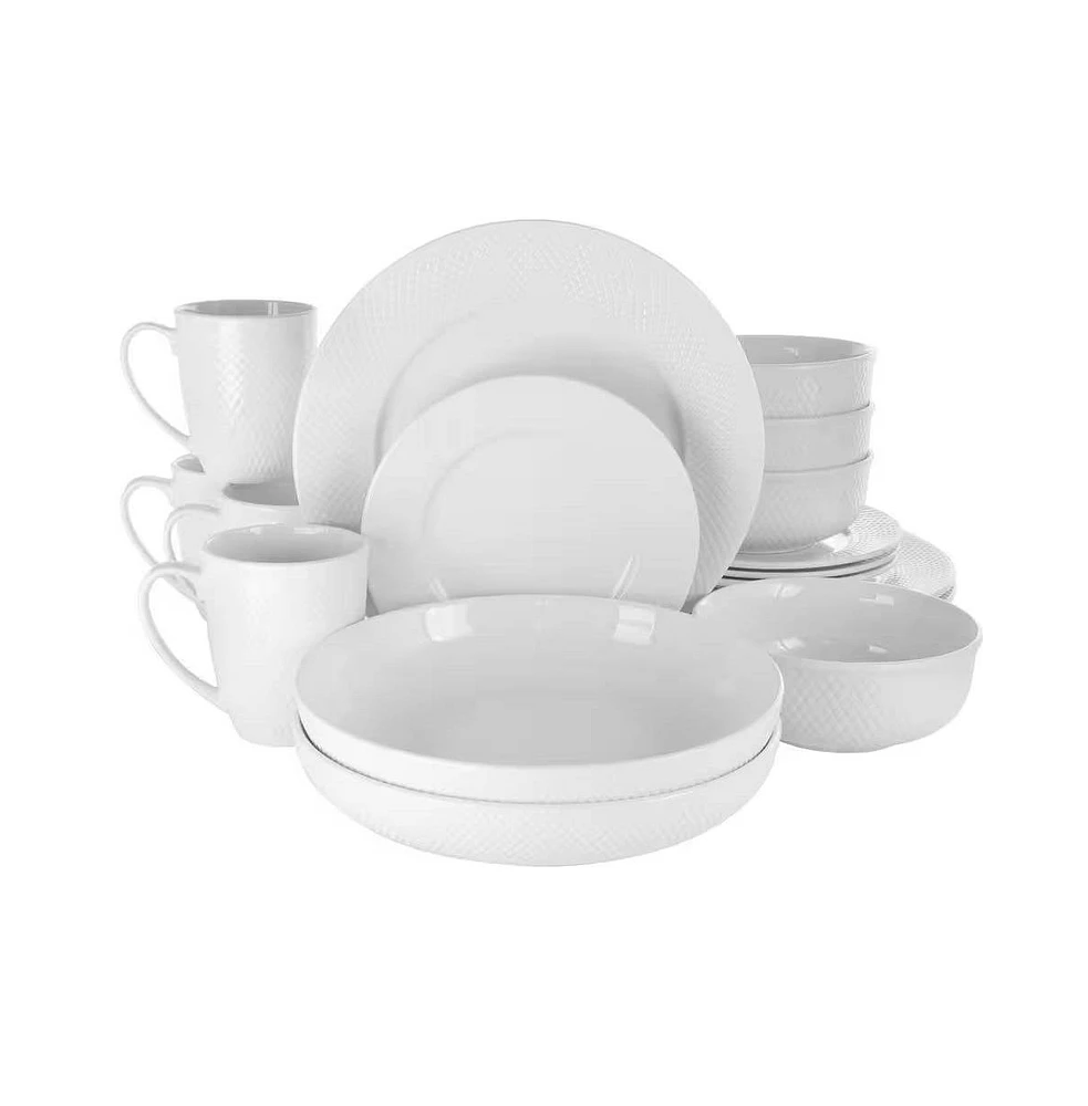 Slickblue 18-Piece Porcelain Dinnerware Set with Plates Bowls Mugs - Service for 4