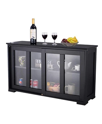 Slickblue Sideboard Buffet Dining Storage Cabinet with 2 Glass Sliding Doors