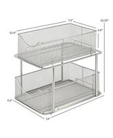 Sorbus 2 Tier Under Sink Organizers - Strong Steel Mesh Sliding Drawers for Enhanced Storage Bathroom, Kitchen, Home and more (Silver)