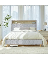 Hulala Home Dimas Modern 59.5" Bed with Storage Compartments