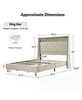 Hulala Home Dimas Modern 81.5" Bed with Storage Compartments