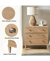 Hulala Home Ugo Transitional 3-Drawer Nightstand with Square Tapered Legs and Metal Knob