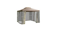 Slickblue 10 x 10 Ft Outdoor Patio Gazebo with Taupe Canopy and Mesh Sidewalls