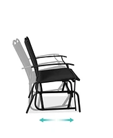 Slickblue 2 Seat Mesh Patio Loveseat Swing Glider Rocker with Armrests