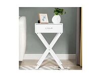 Slickblue X-Shape 1-Drawer Nightstand End Table with Storage for Bedroom or Living Room