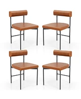 Gymax Dining Chair Set of Faux Leather Upholstered Kitchen Side Chair w/ Curved