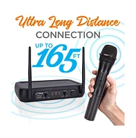 Pyle 2-Channel Vhf Wireless Microphone System with (2) Handheld Mics, Adjustable Volume Control