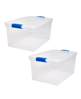 Homz 66 Qt Multipurpose Stackable Storage Bin with Latching Lids, Clear (2 Pack)