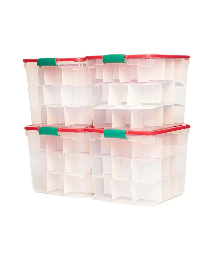 Homz 31 Qt Holiday Clear Plastic Storage Container w/ Latching Handles (4 Pack)