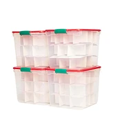 Homz 31 Qt Holiday Clear Plastic Storage Container w/ Latching Handles (4 Pack)