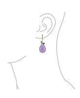Bling Jewelry Natural Purple Amethyst Teardrop Drop Bead Accent Dangle Earrings Rose Gold