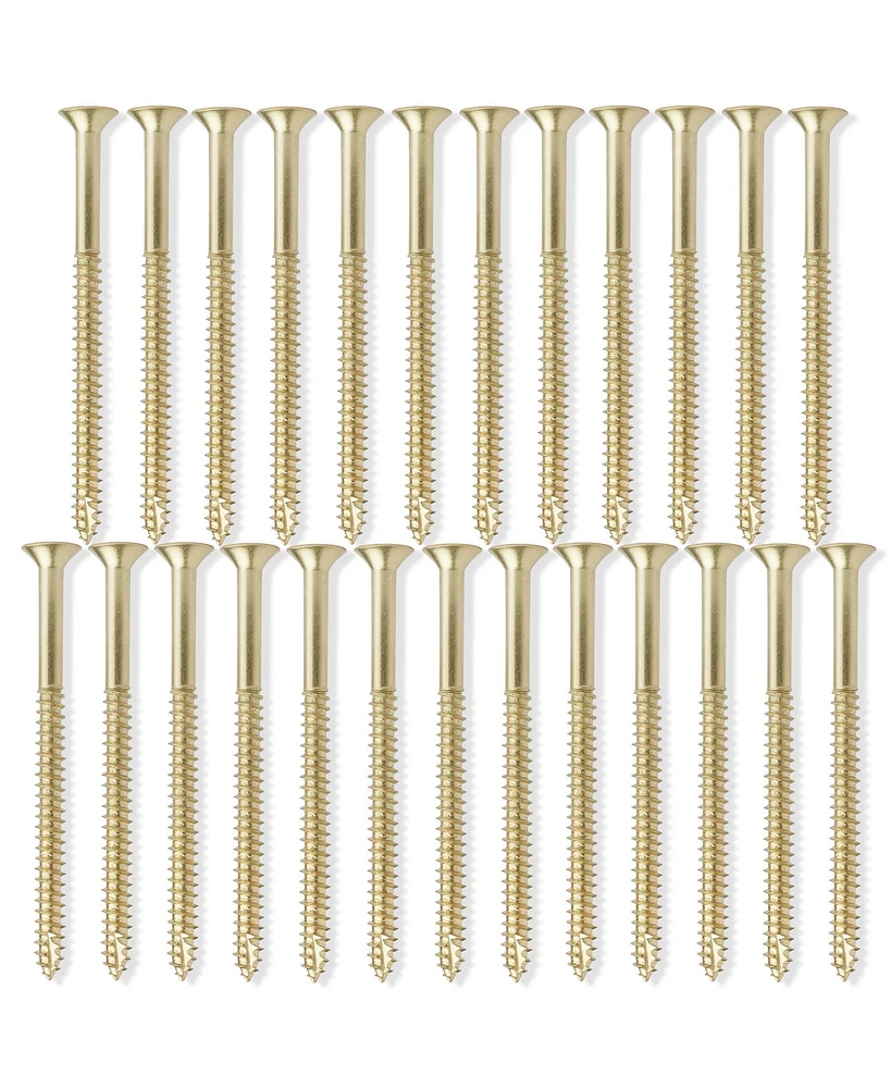 Cauldham Bright Brass Wood Screws #9 x 3 Inch for Door Hinges - 25 pack