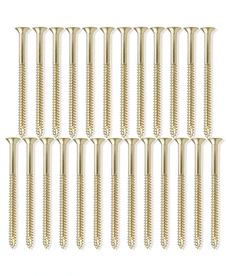 Cauldham Bright Brass Wood Screws #9 x 3 Inch for Door Hinges - 25 pack