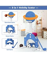 Gymax 3 in 1 Kids Basketball Hoop Set Adjustable Sports Activity Center w/ Balls