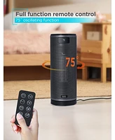 Black & Decker Black+Decker Ceramic Oscillating Tower Heater with Remote Control, Space Heater with Digital Led Display, Adjustable Thermostat, Portab