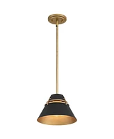 Possini Euro Design Curry 10" Modern Industrial Pendant Ceiling Light Fixture Dining Room Over Table Kitchen Island Foyer Hanging Black Gold Finish Me