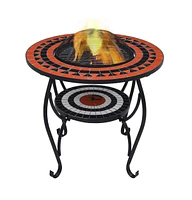vidaXL Mosaic Fire Pit Table Terracotta and White 26.8" Ceramic
