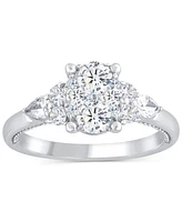 Diamond Oval Cluster Engagement Ring (1 ct. t.w.) in 14k White Gold