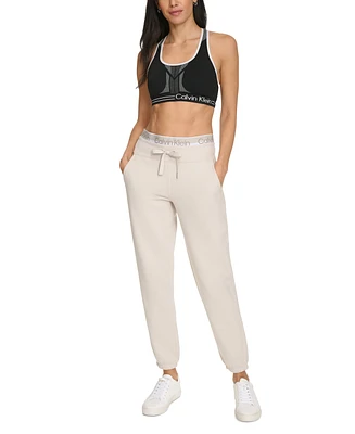 Calvin Klein Women's Fleece Logo Elastic High-Waist Joggers