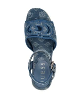 Guess Women's Formaly-g Cutout Fabric Logo Platform Espadrille Dress Sandals